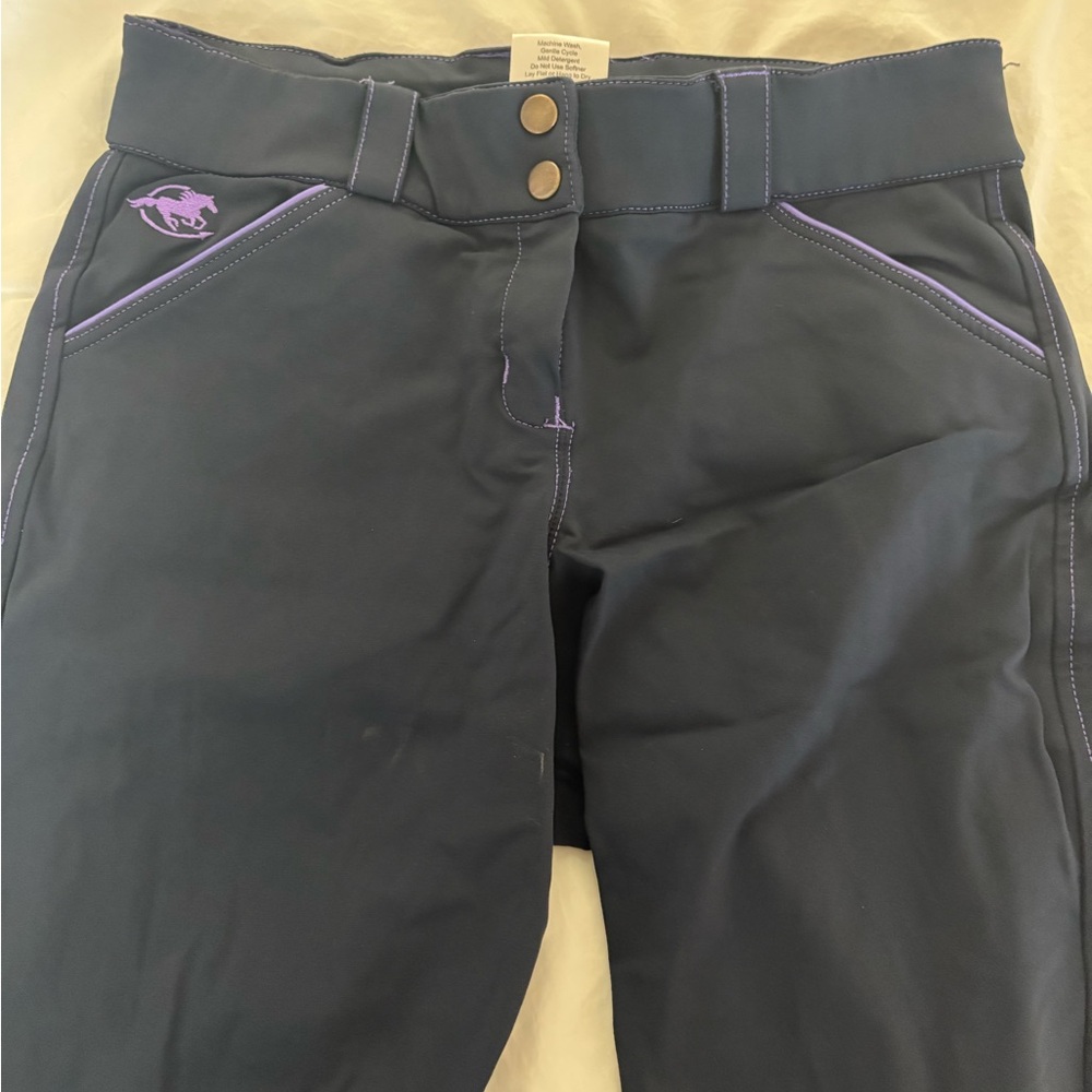 Smartpak Piper Dark Blue Equestrian Breeches with Purple Details size 28 R